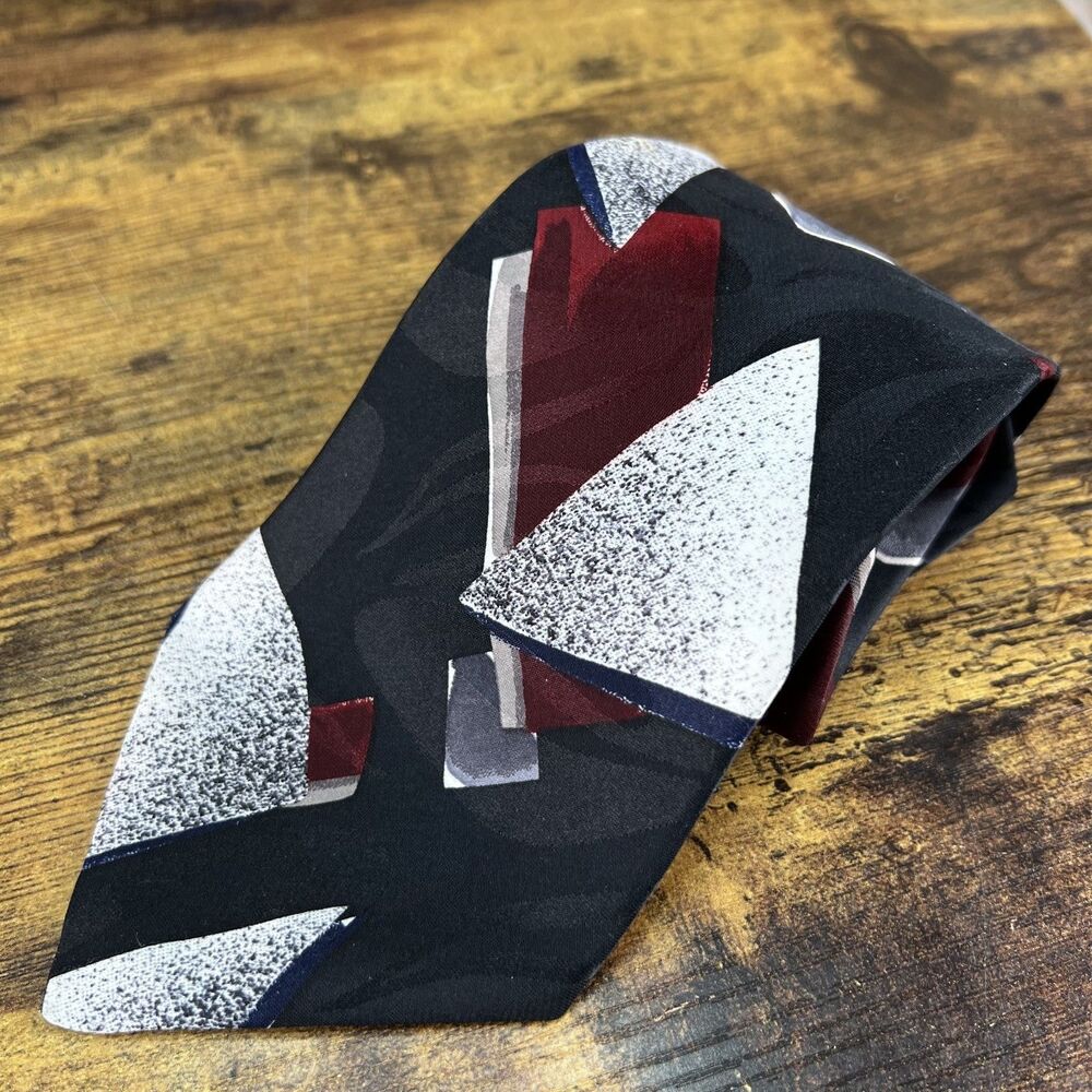 Botany 500 Vintage Triangle Geometric Tie 54" Black White Red #619